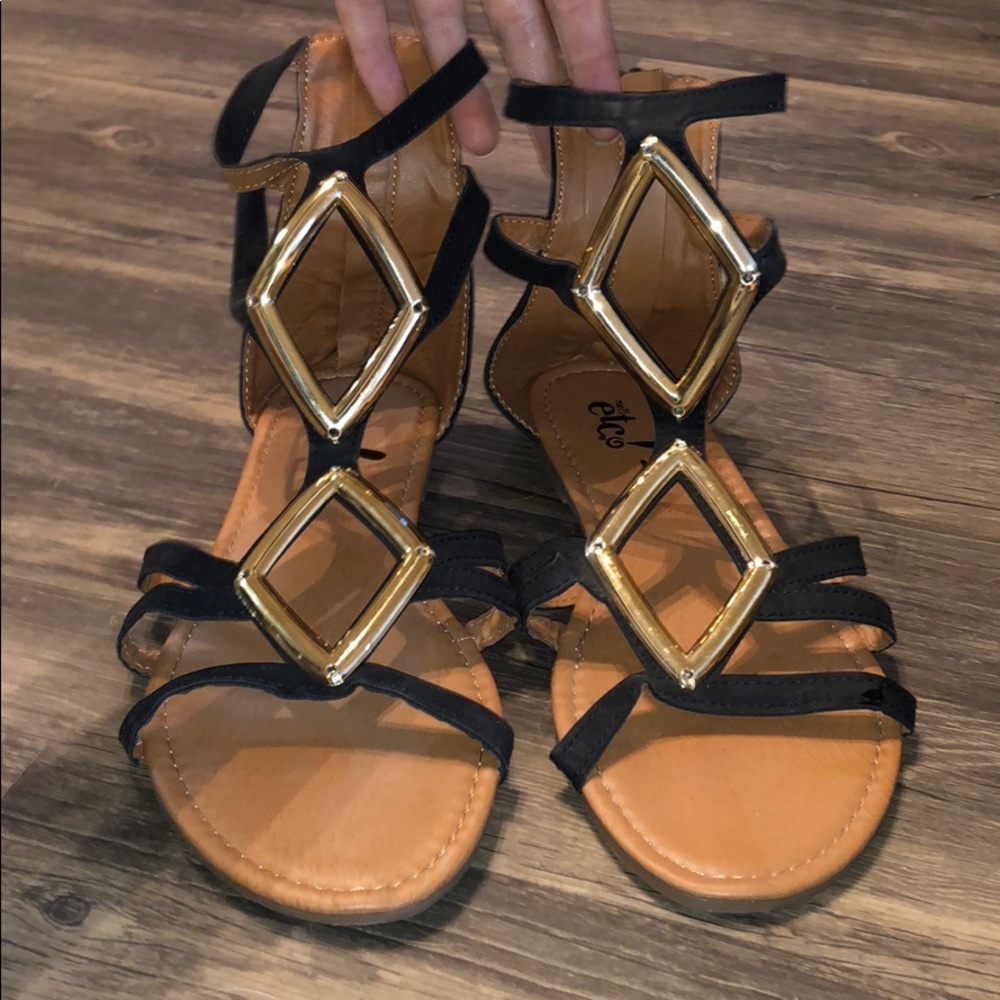 Black and Gold Gladiator Sandal